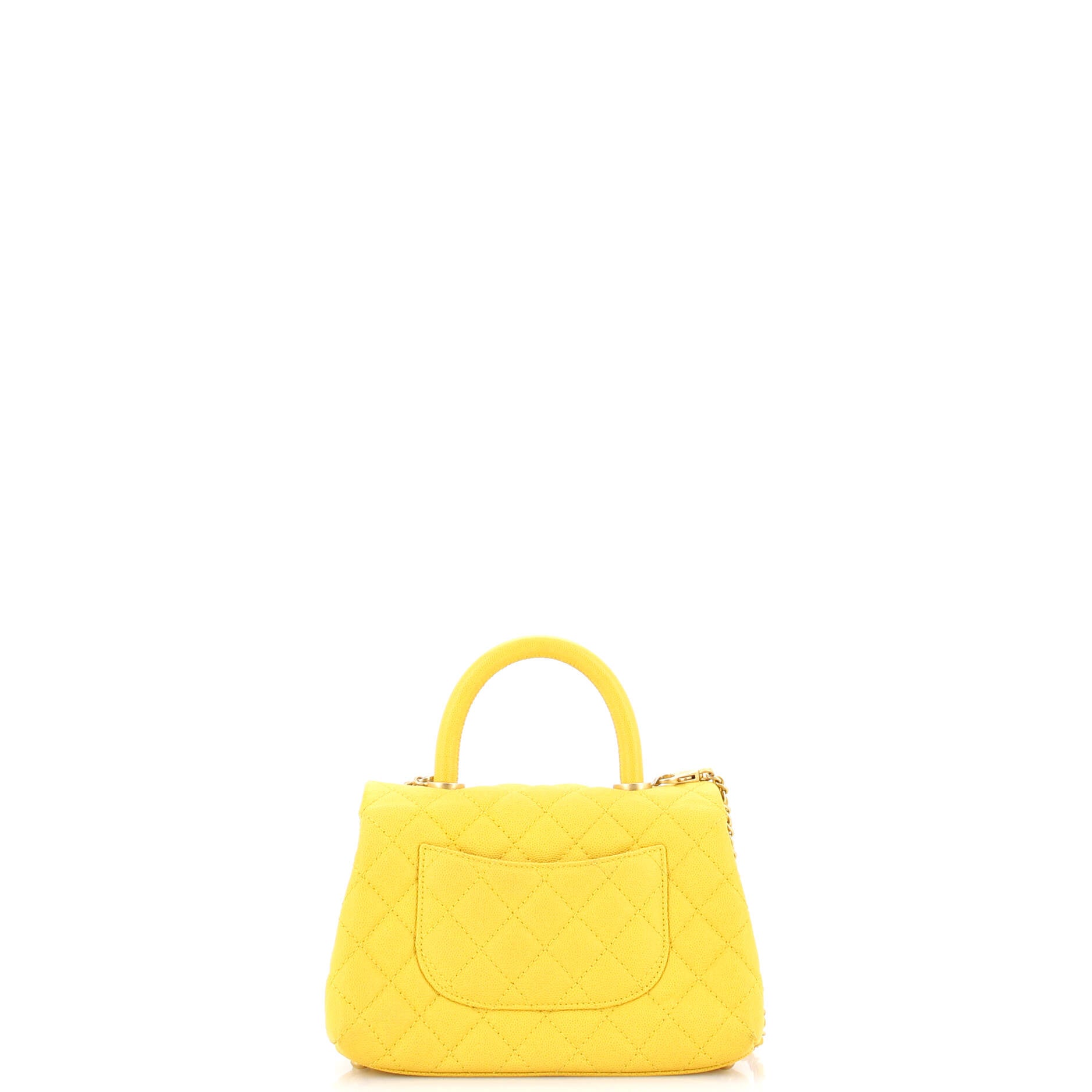 Pre Owned Chanel Coco Top Handle Bag Quilted Caviar Mini