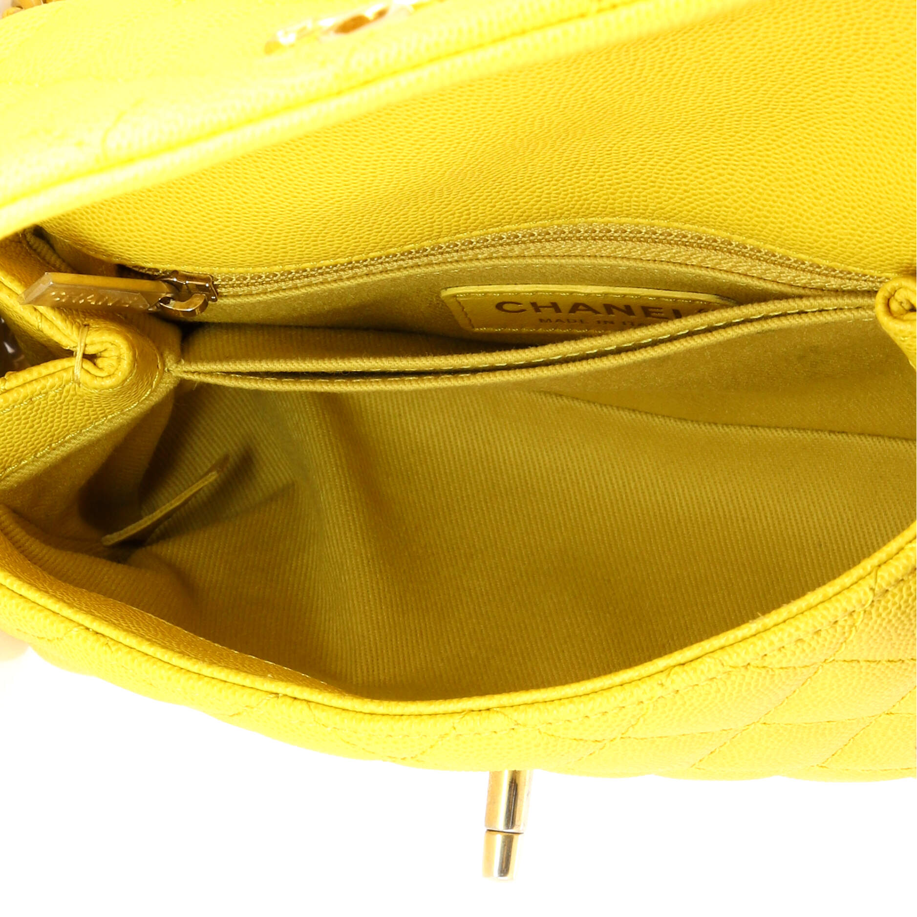 Pre Owned Chanel Coco Top Handle Bag Quilted Caviar Mini