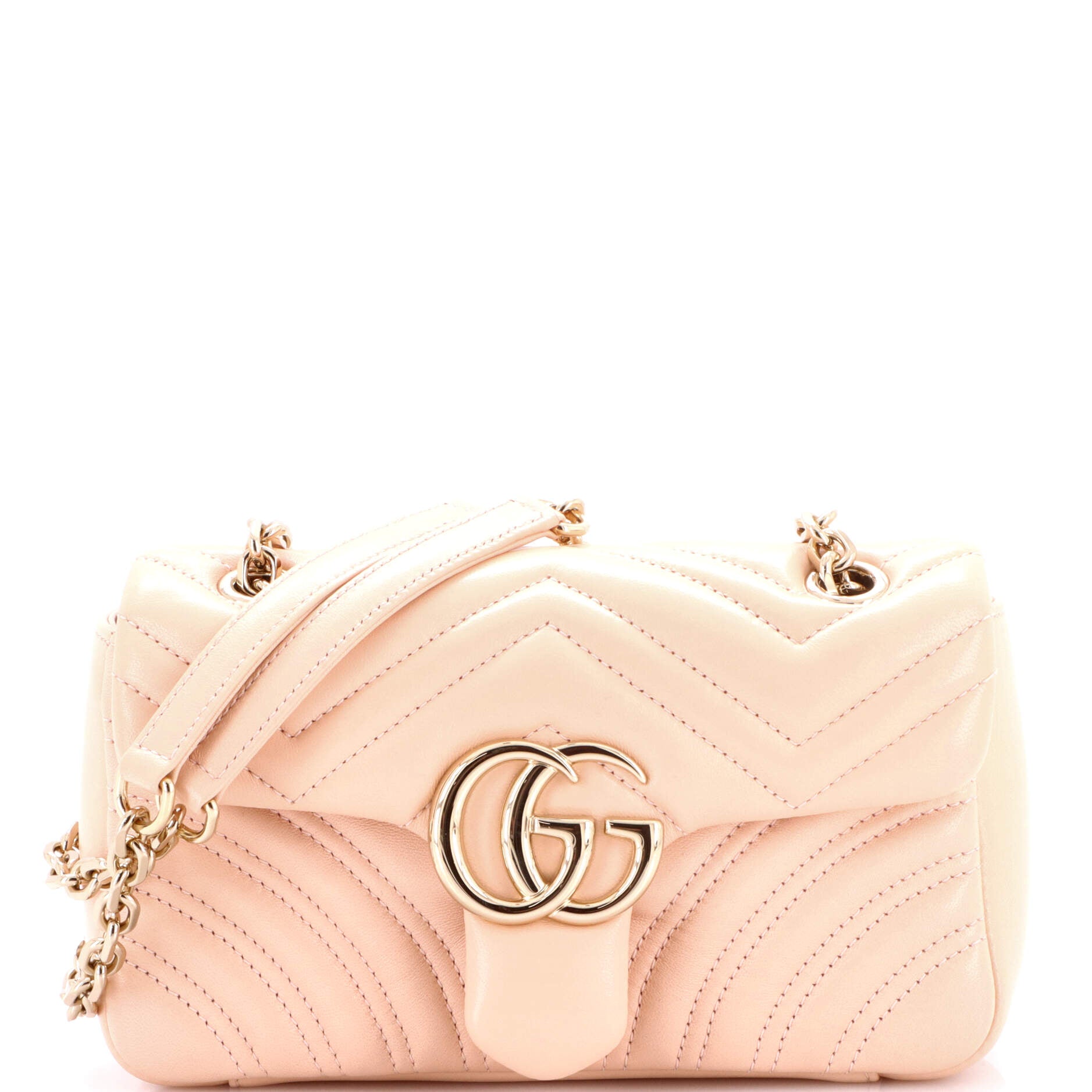 Pre Owned Gucci GG Marmont Flap Bag Matelasse Leather Mini