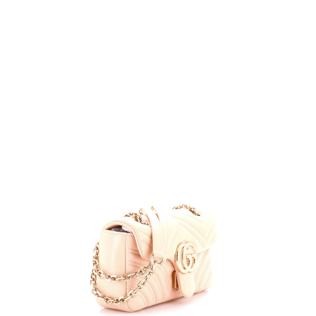 Pre Owned Gucci GG Marmont Flap Bag Matelasse Leather Mini