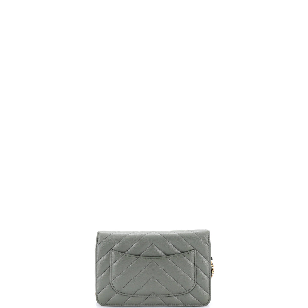 Pre Owned Chanel Ancient Greek Charm Wallet on Chain Chevron Caviar