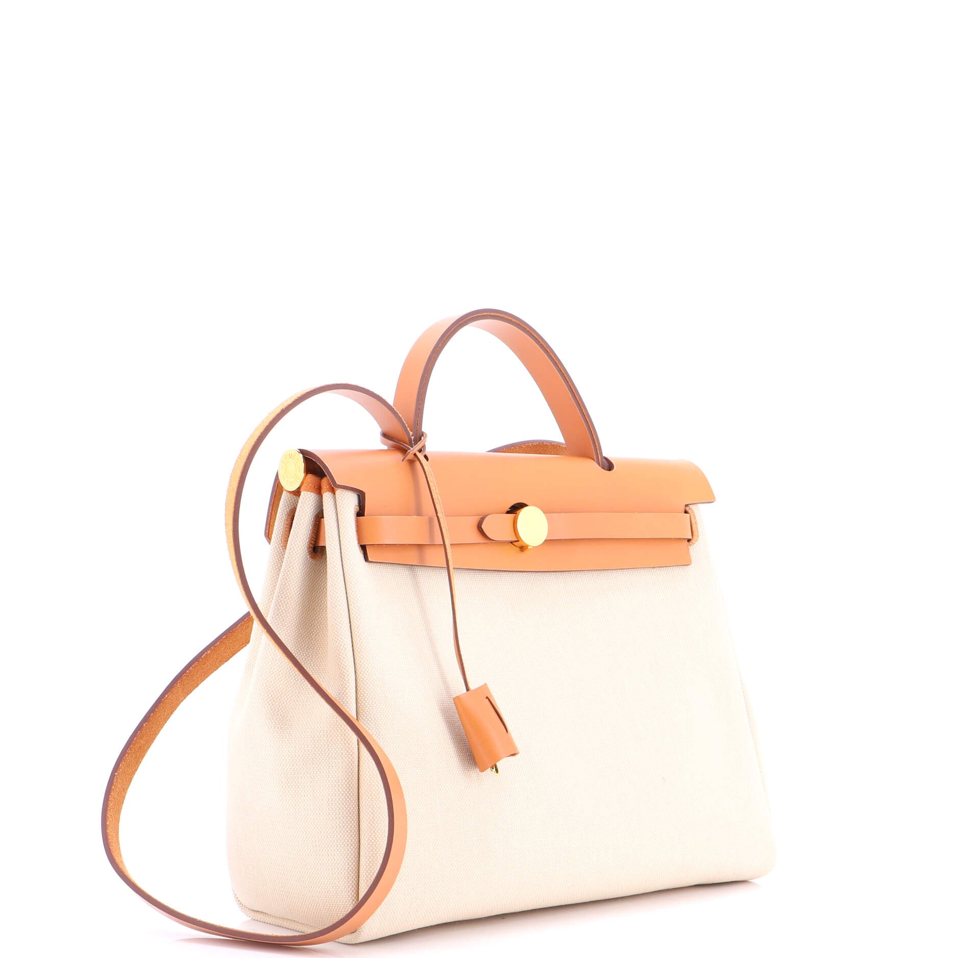 Pre Owned Hermes Herbag Zip Leather and Toile 31