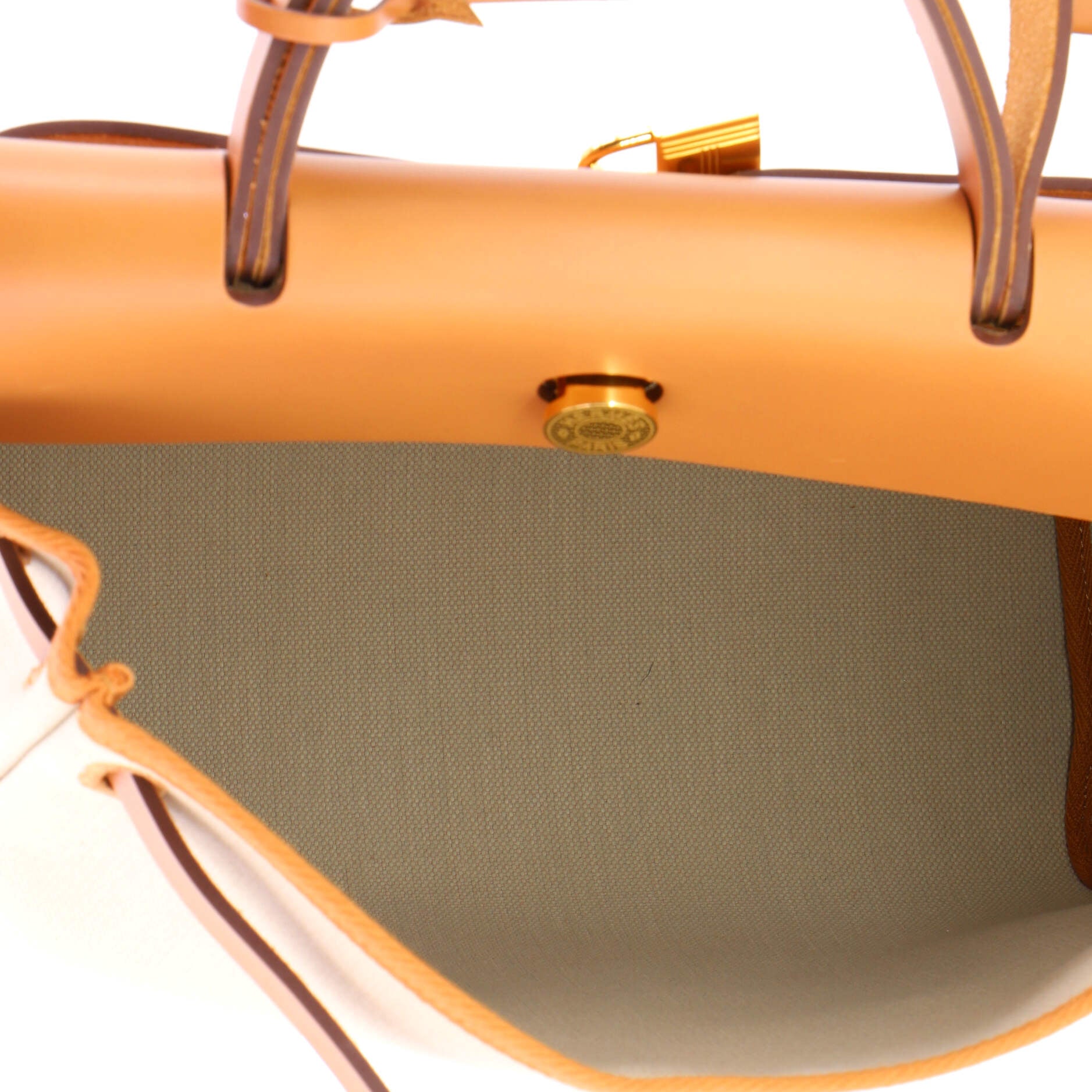 Pre Owned Hermes Herbag Zip Leather and Toile 31