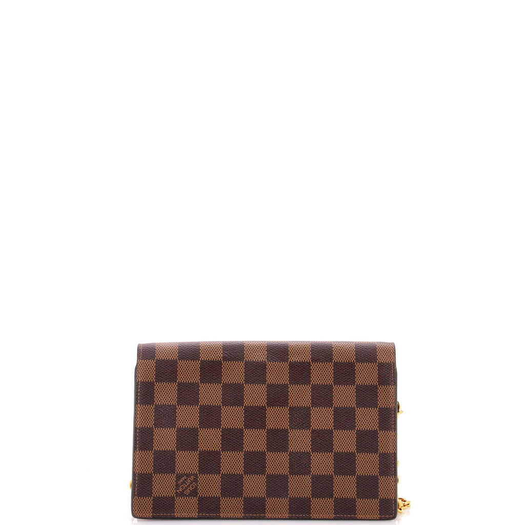 Pre Owned Louis Vuitton Vavin Chain Wallet NM Damier with Leather
