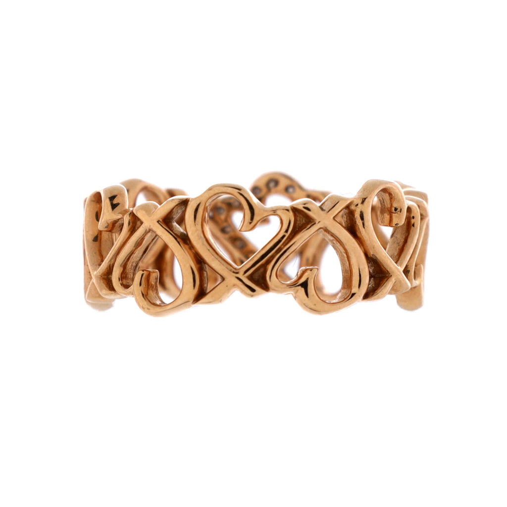 Pre Owned Tiffany & Co. Paloma Picasso Loving Heart Eternity Band Ring 18K Rose Gold with Diamonds