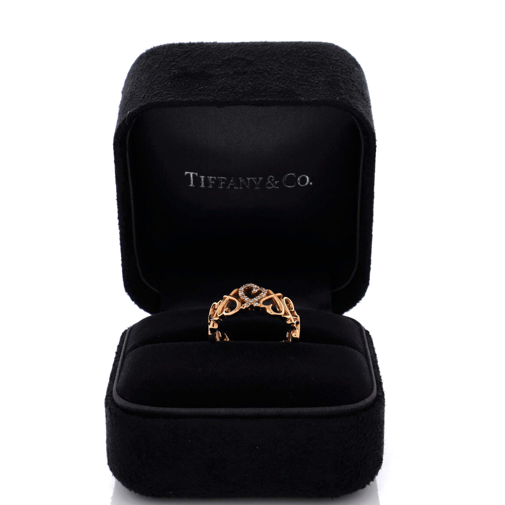 Pre Owned Tiffany & Co. Paloma Picasso Loving Heart Eternity Band Ring 18K Rose Gold with Diamonds