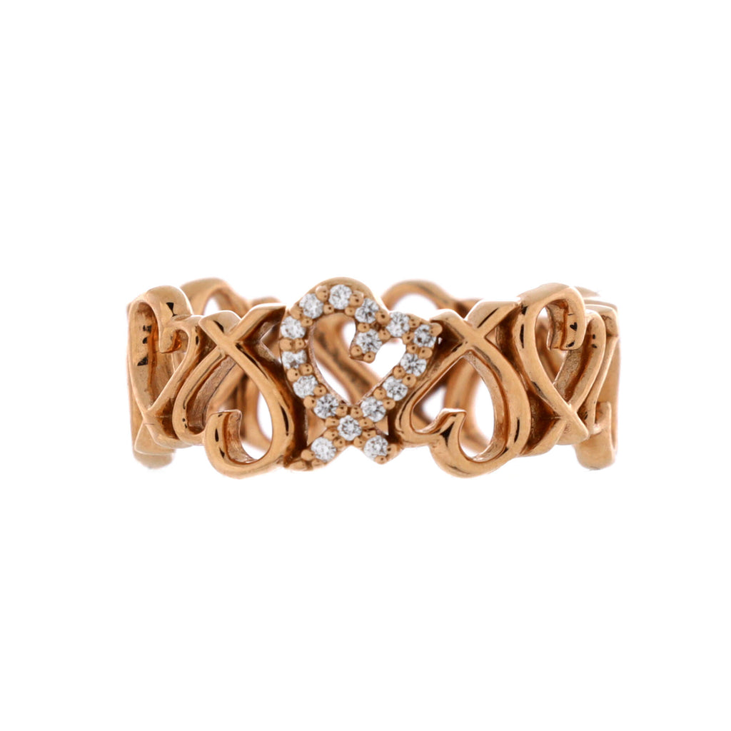 Pre Owned Tiffany & Co. Paloma Picasso Loving Heart Eternity Band Ring 18K Rose Gold with Diamonds