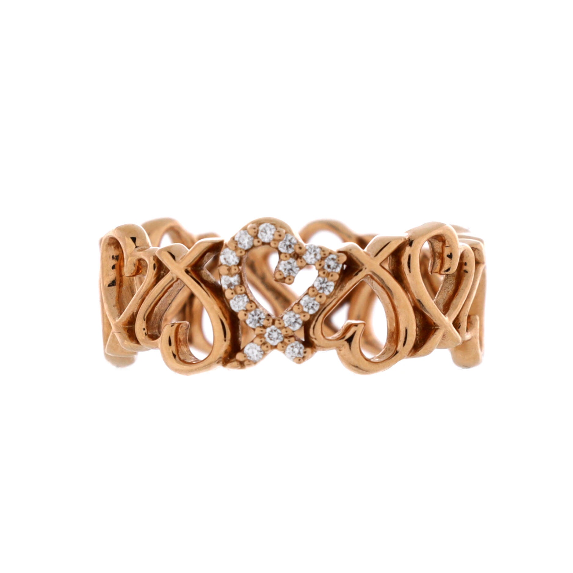 Pre Owned Tiffany & Co. Paloma Picasso Loving Heart Eternity Band Ring 18K Rose Gold with Diamonds