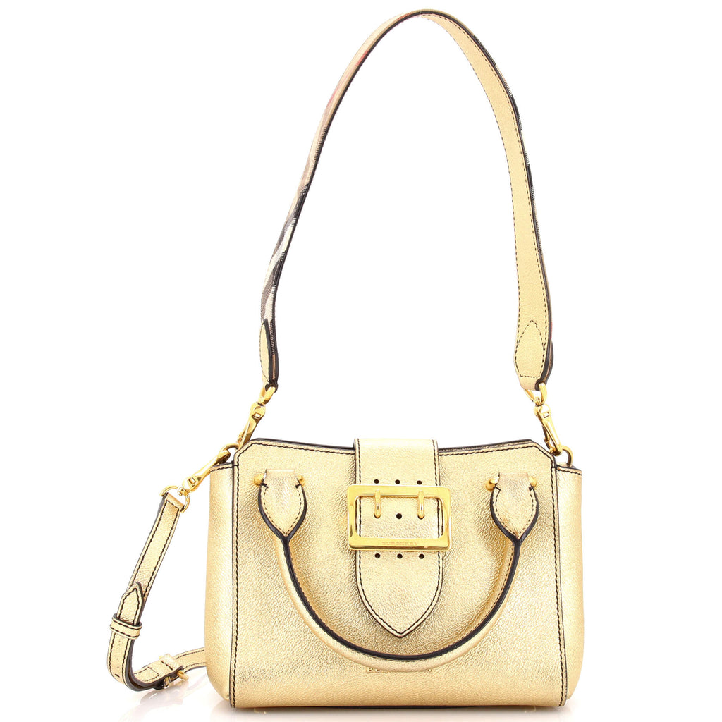 Pre Owned Burberry Buckle Tote Leather Small
