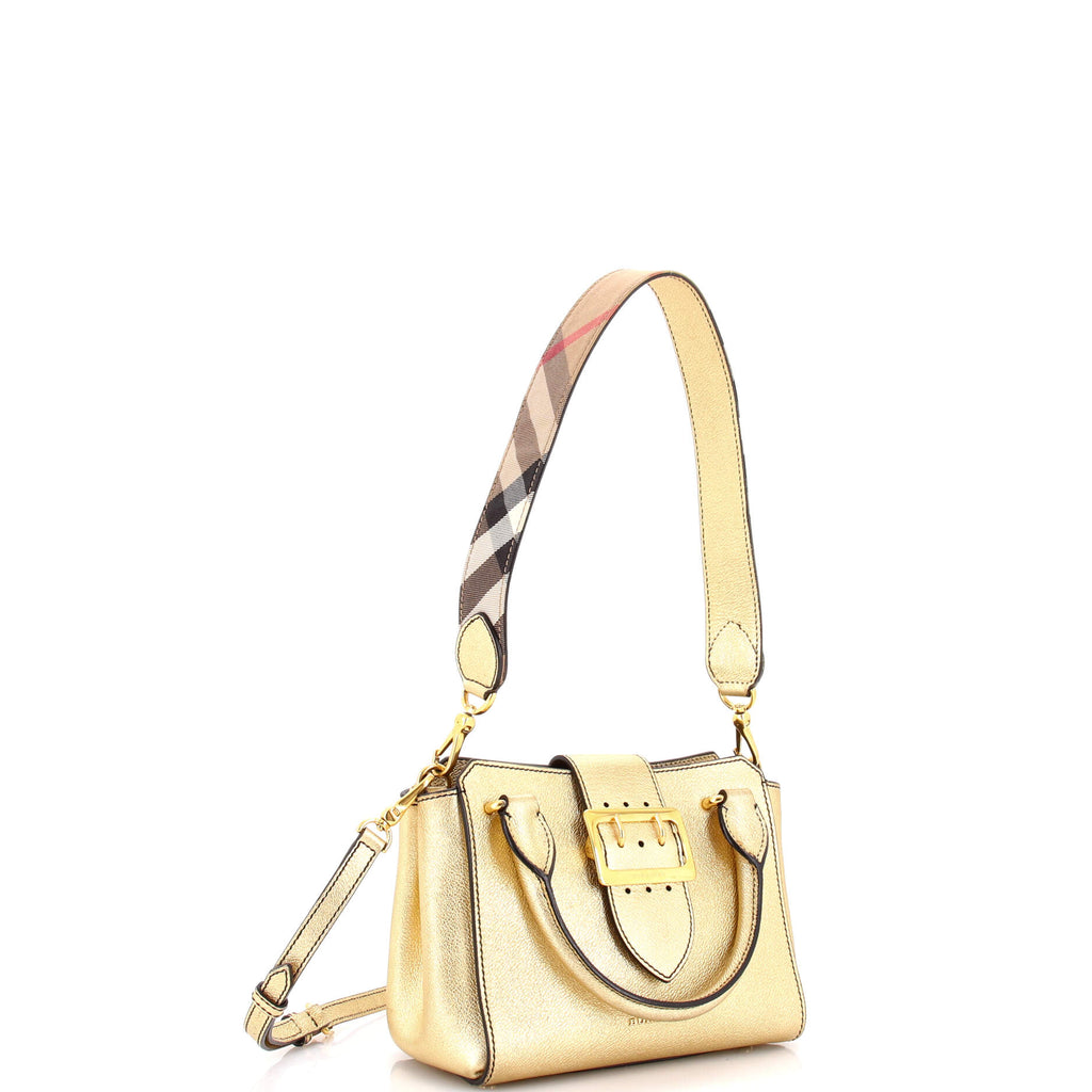 Pre Owned Burberry Buckle Tote Leather Small