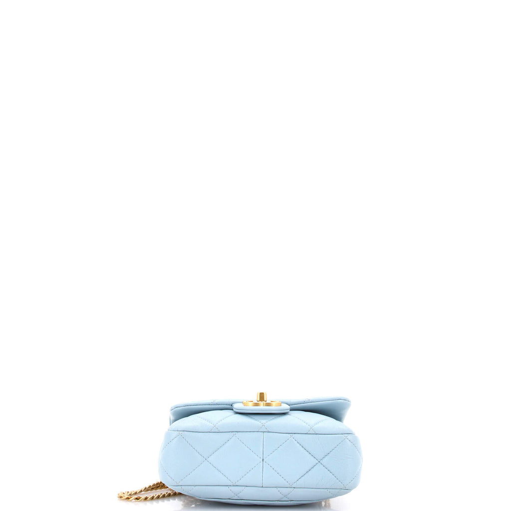 Pre Owned Chanel Pending CC Square Flap Bag Quilted Lambskin Mini