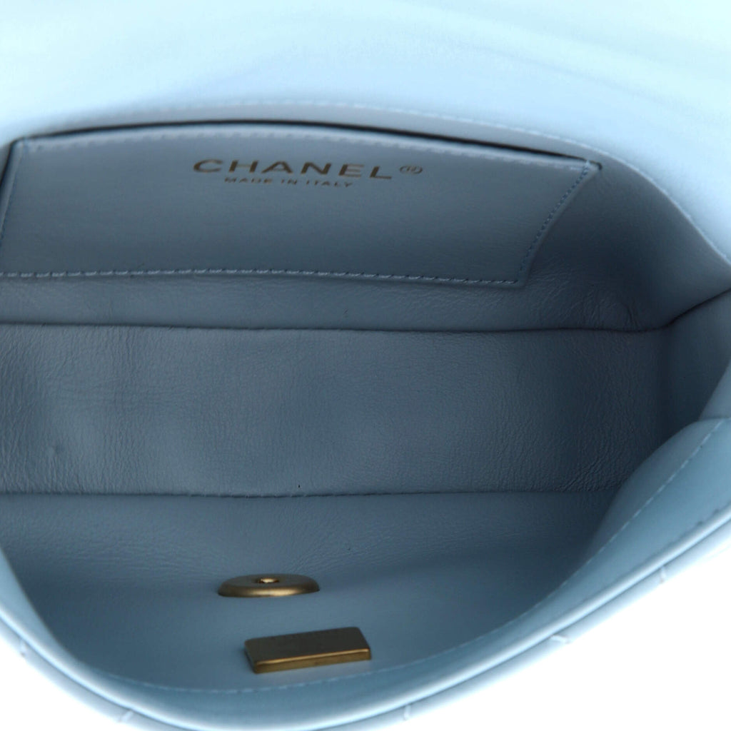 Pre Owned Chanel Pending CC Square Flap Bag Quilted Lambskin Mini