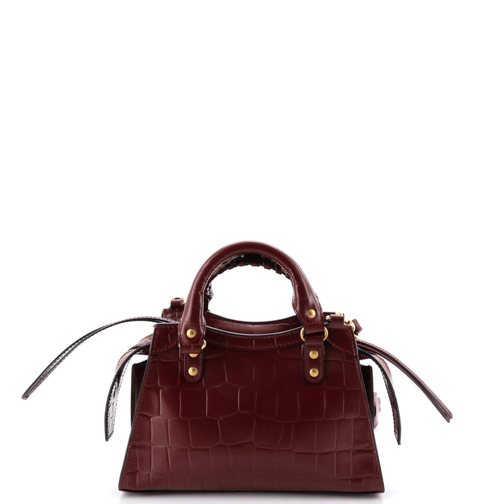 Pre Owned Balenciaga Neo Classic City Bag Crocodile Embossed Leather Mini