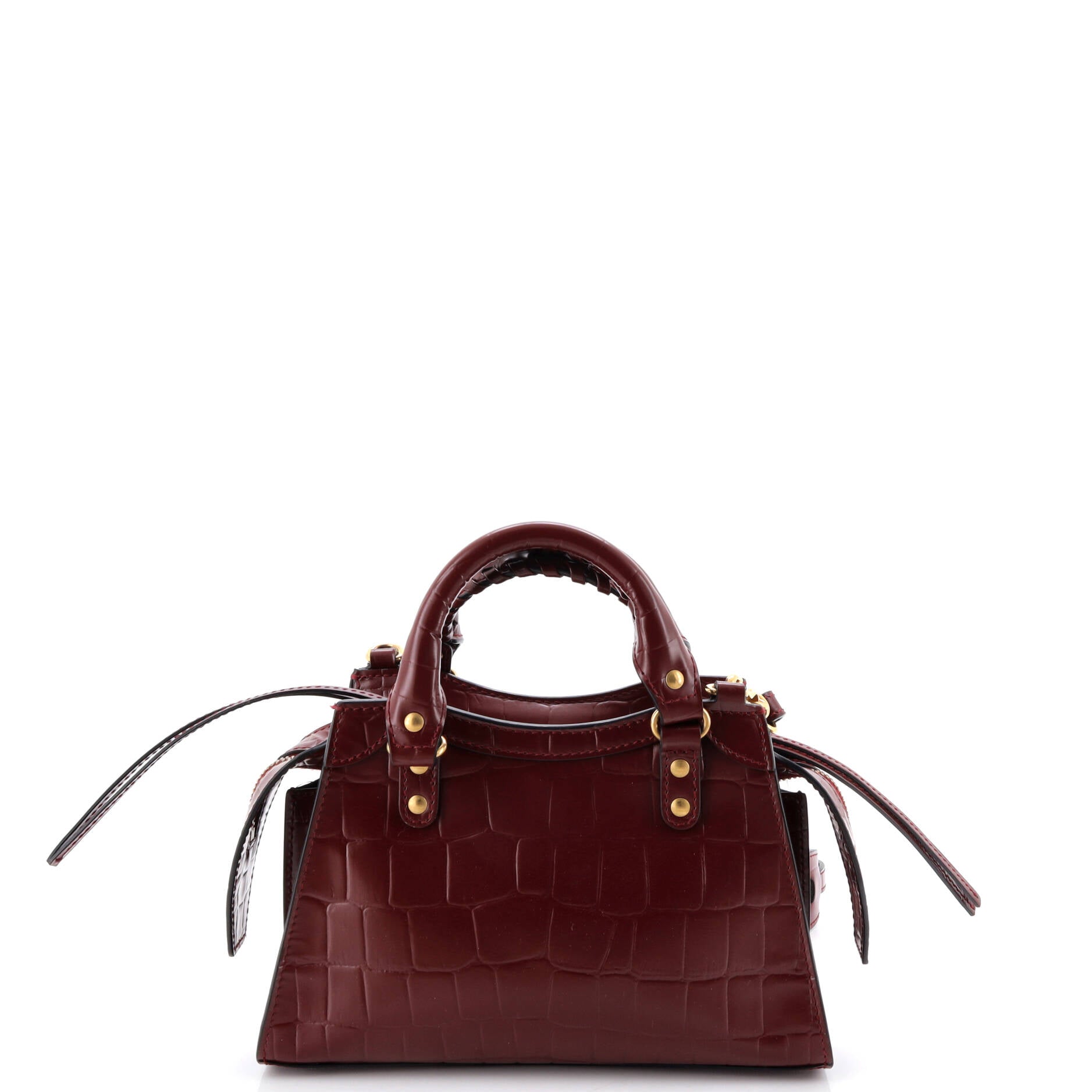 Pre Owned Balenciaga Neo Classic City Bag Crocodile Embossed Leather Mini
