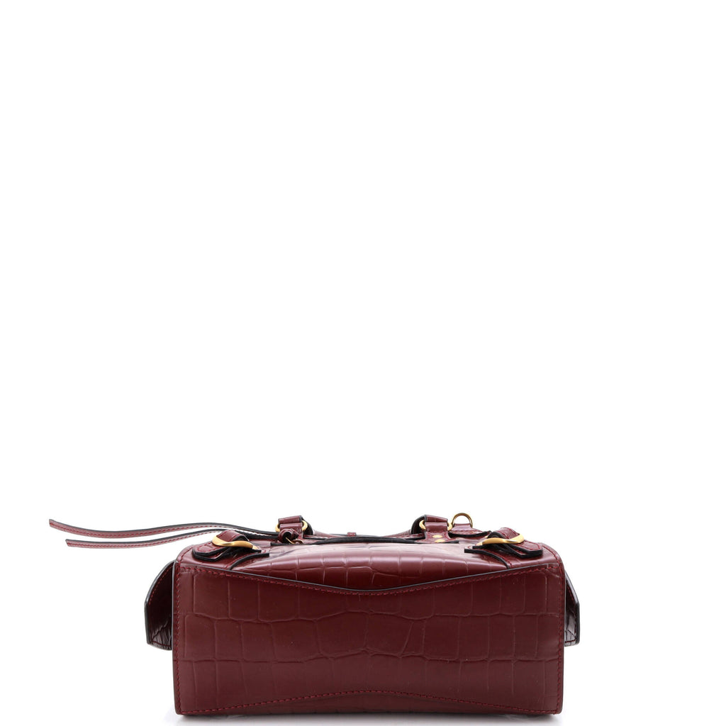 Pre Owned Balenciaga Neo Classic City Bag Crocodile Embossed Leather Mini