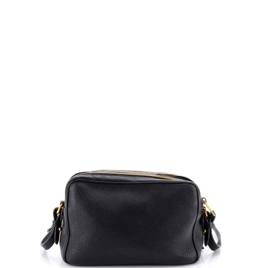 Pre Owned Prada Dual Strap Double Zip Camera Bag Vitello Daino