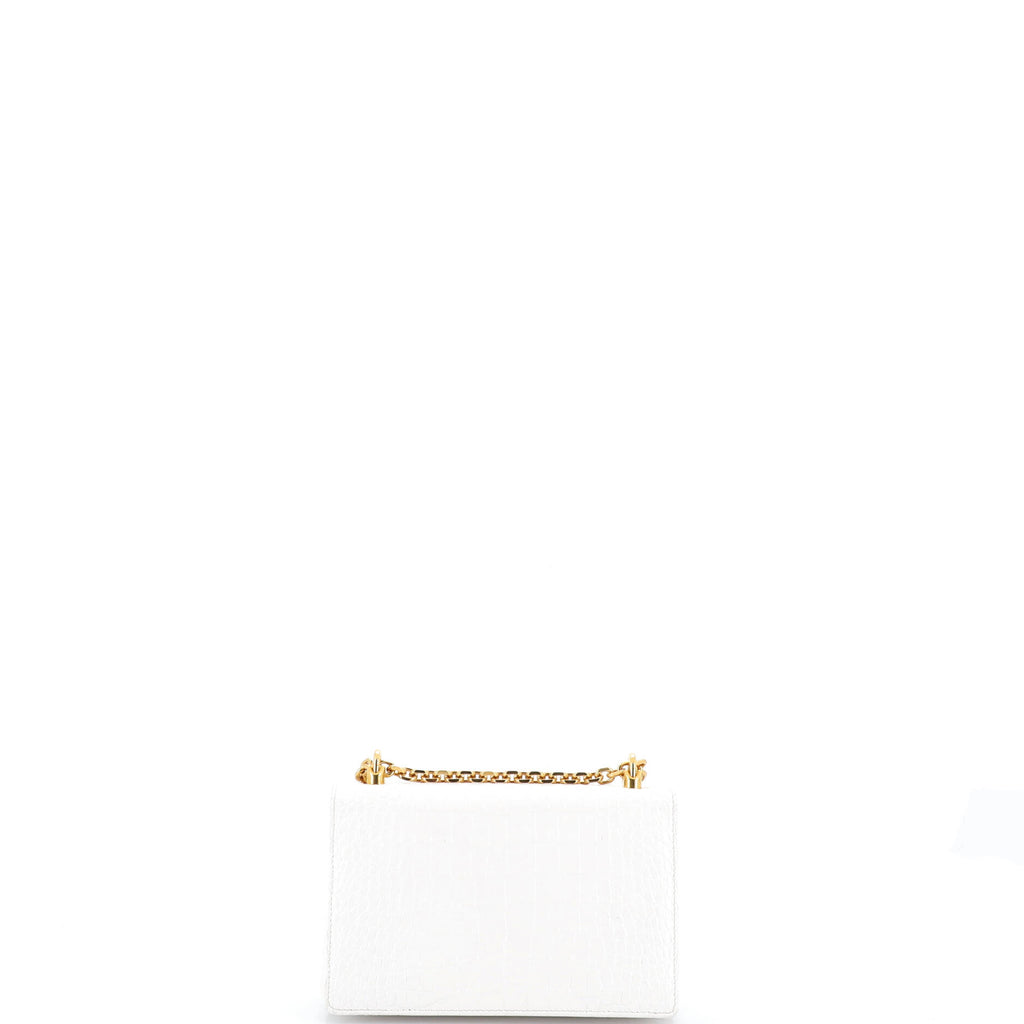 Pre Owned Dolce & Gabbana DG Girls Flap Bag Crocodile Embossed Leather Small