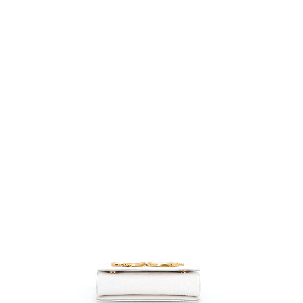 Pre Owned Dolce & Gabbana DG Girls Flap Bag Crocodile Embossed Leather Small