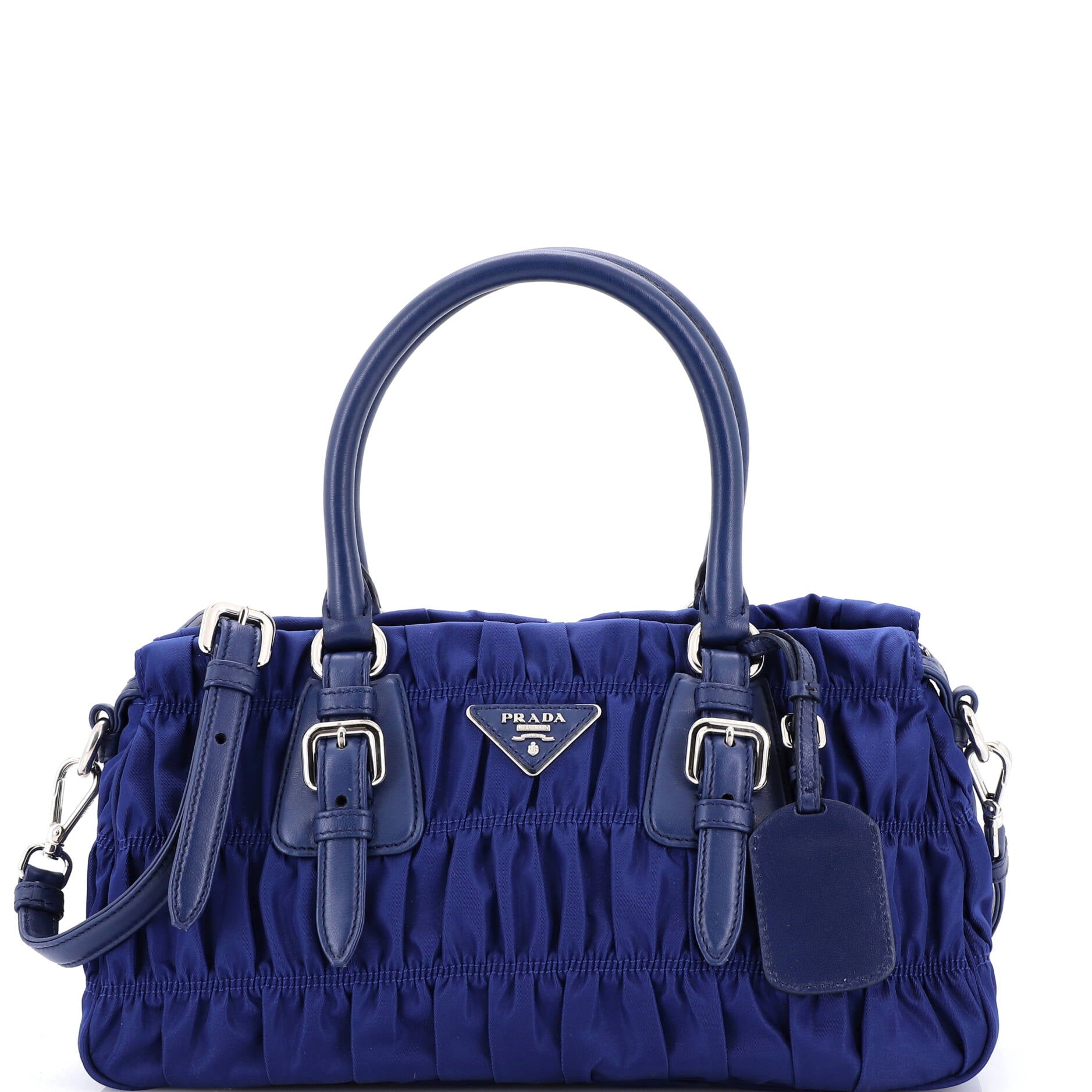 Pre Owned Prada Gaufre Convertible Satchel Tessuto Medium
