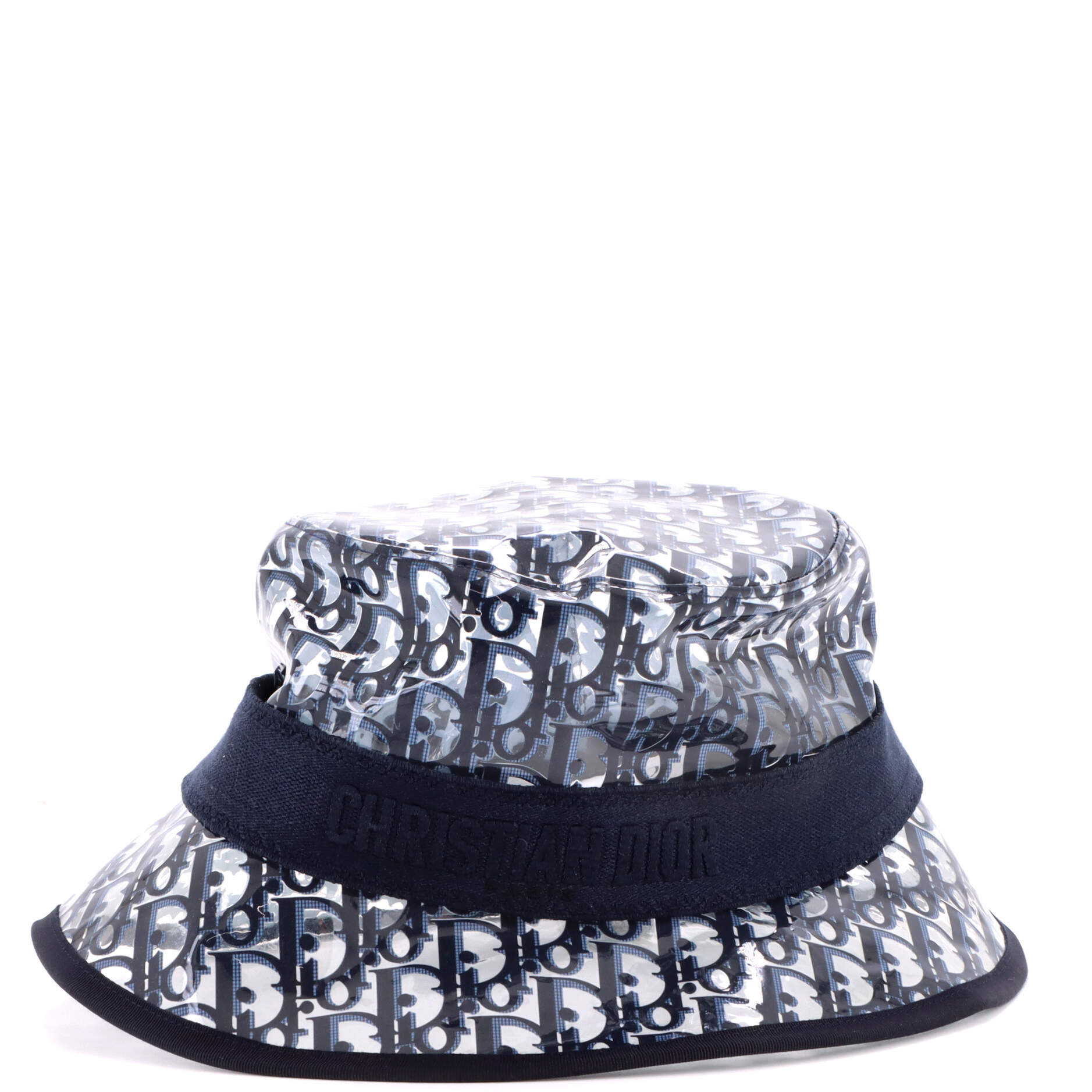 Pre Owned Christian Dior French Brim Bucket Hat Transparent Oblique
