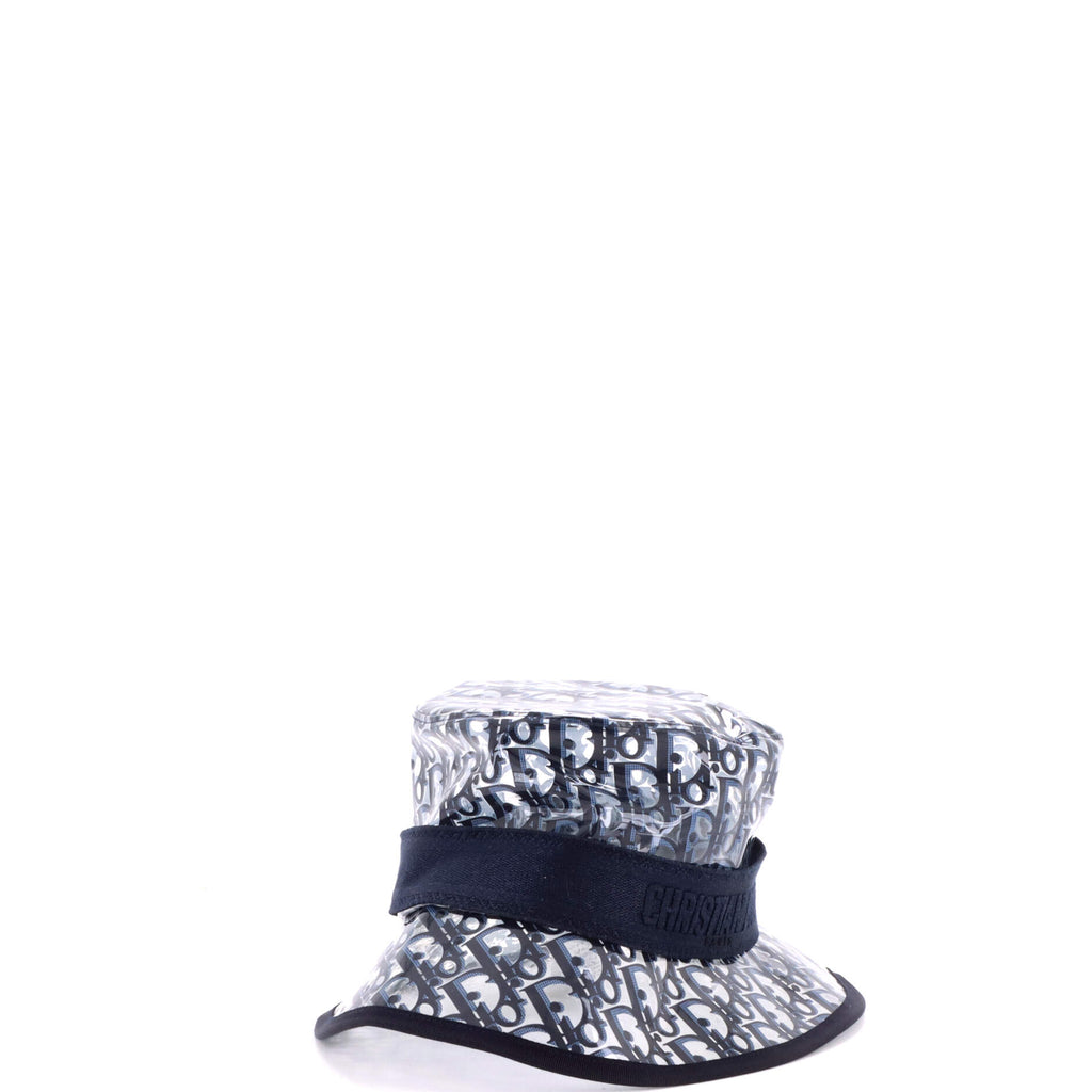 Pre Owned Christian Dior French Brim Bucket Hat Transparent Oblique