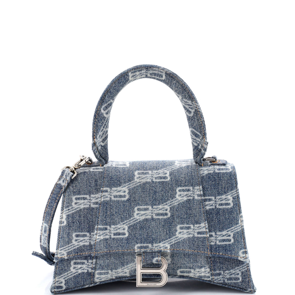 Pre Owned Balenciaga Hourglass Top Handle Bag Denim Small