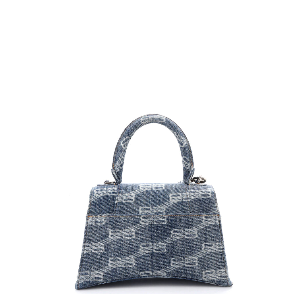 Pre Owned Balenciaga Hourglass Top Handle Bag Denim Small