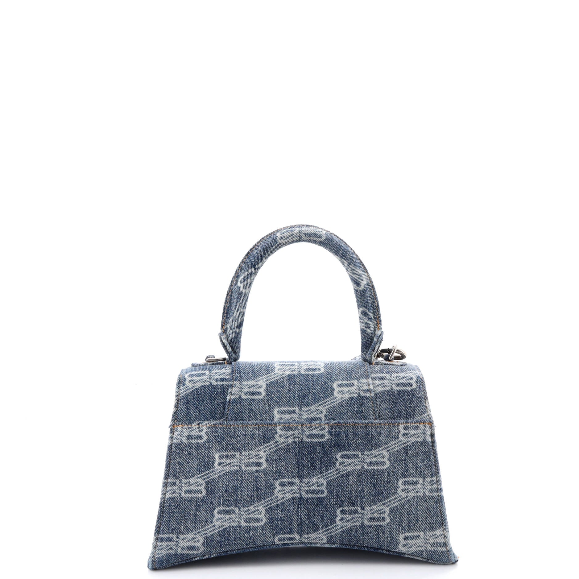 Pre Owned Balenciaga Hourglass Top Handle Bag Denim Small