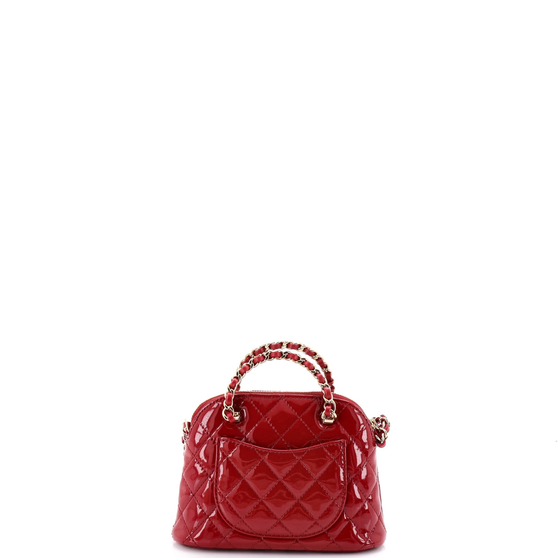 Pre Owned Chanel CC Dome Zip Crossbody Bag Quilted Patent Mini