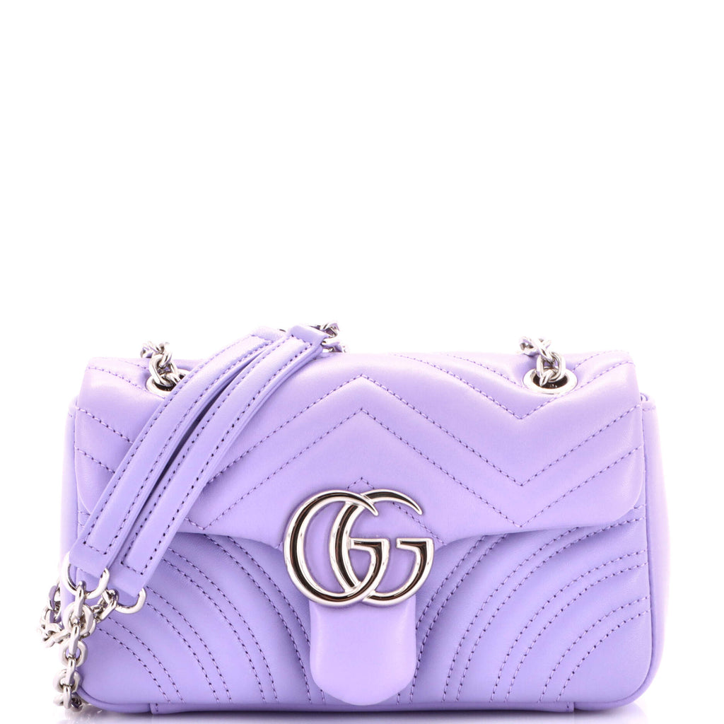 Pre Owned Gucci GG Marmont Flap Bag Matelasse Leather Mini