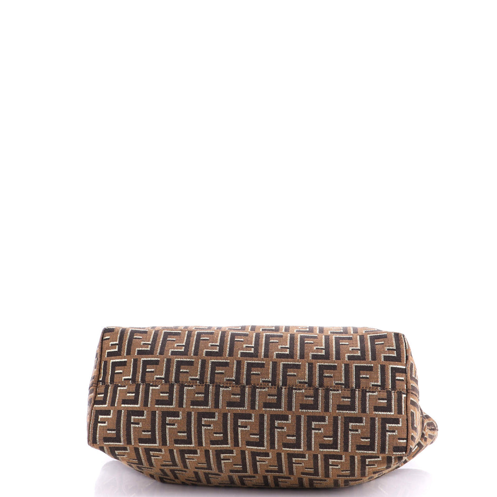 Pre Owned Fendi Roll Tote Metallic Zucca Canvas Large