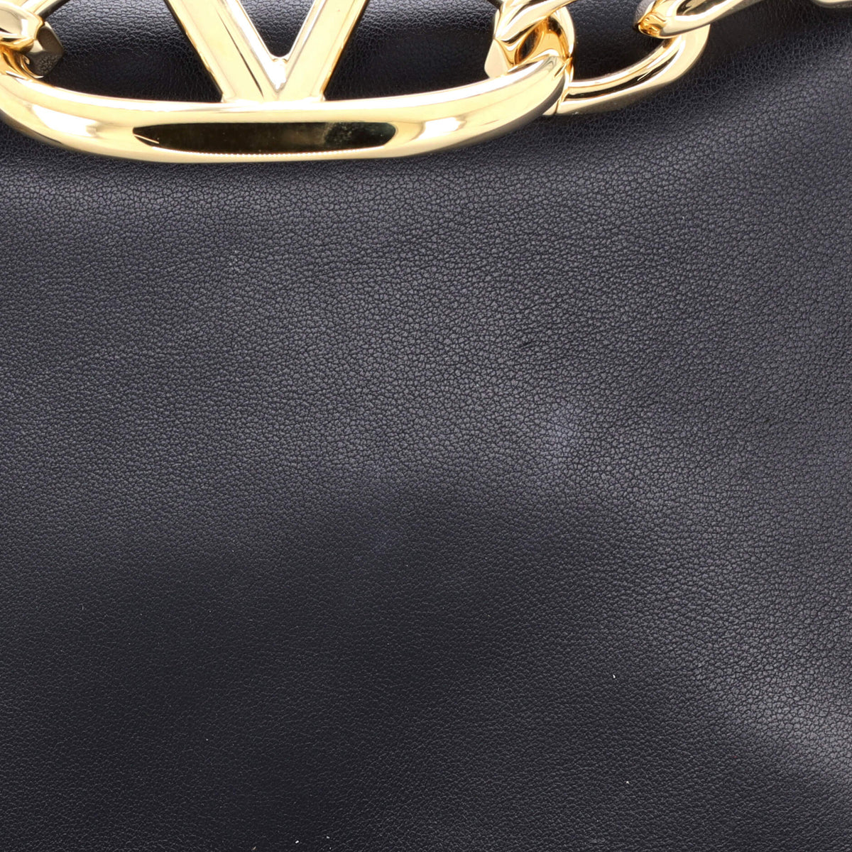 Pre Owned Valentino Garavani VLogo Chain Clutch Leather Mini