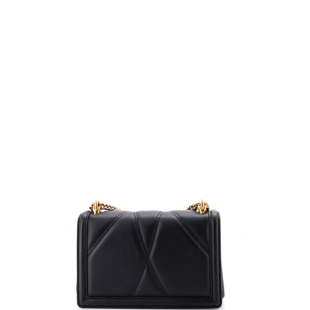 Pre Owned Dolce & Gabbana Devotion Full Flap Shoulder Bag Quilted Leather Small