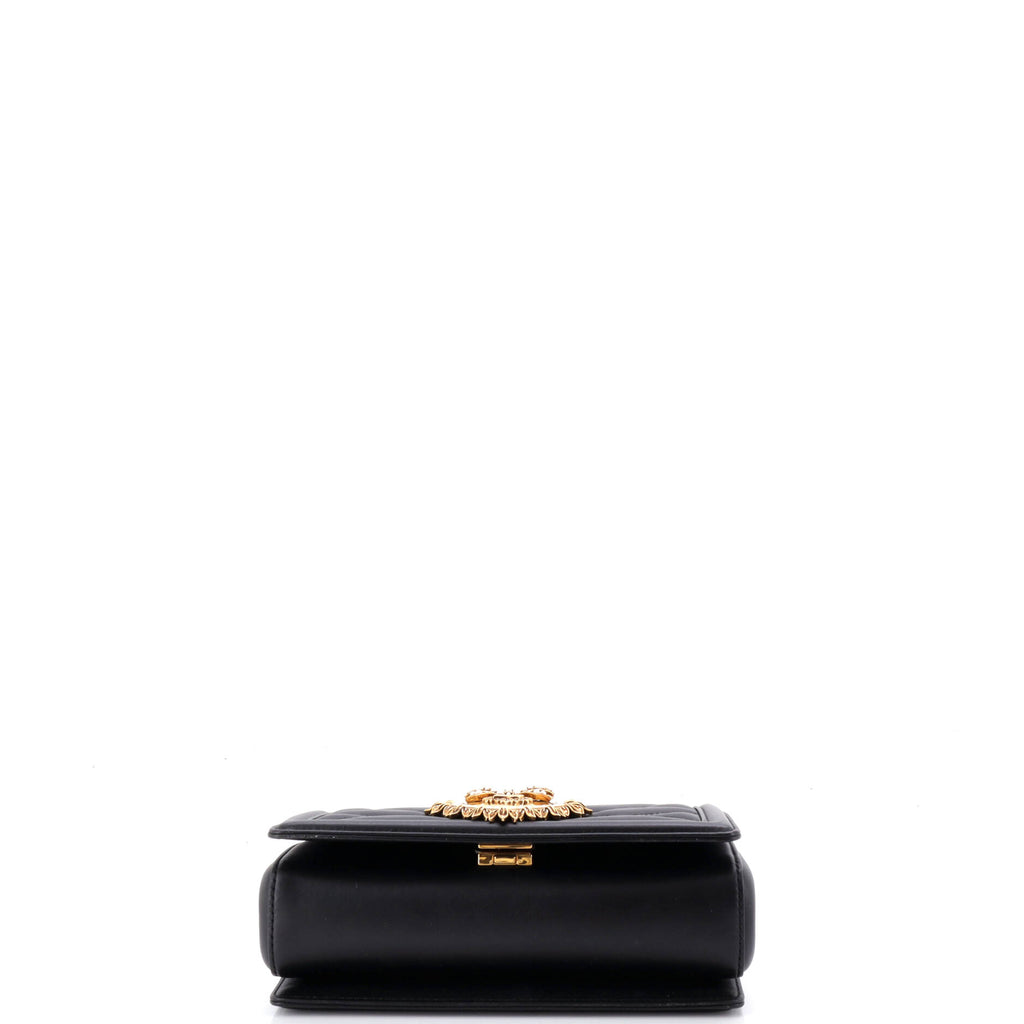 Pre Owned Dolce & Gabbana Devotion Full Flap Shoulder Bag Quilted Leather Small
