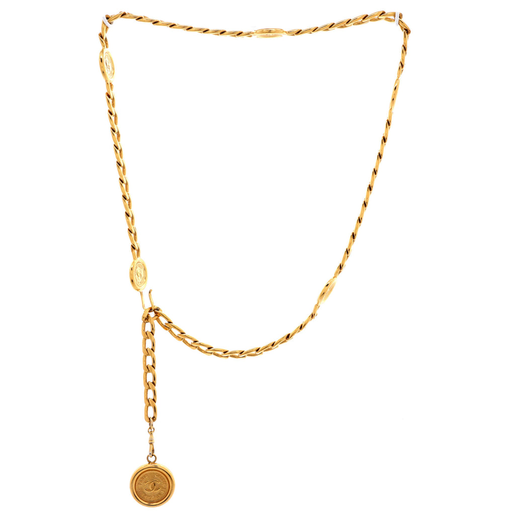 Pre Owned Chanel Vintage Medallion Charms Chain Belt Metal