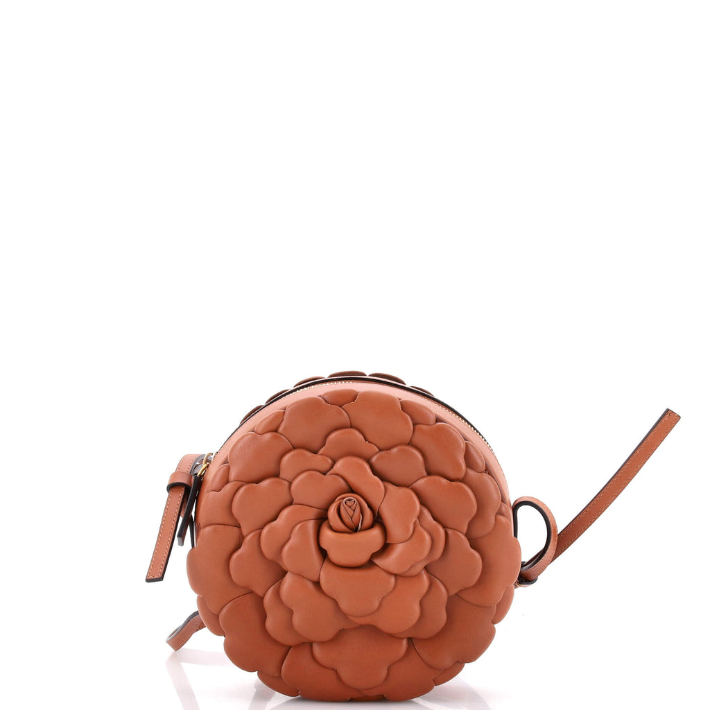 Pre Owned Valentino Garavani Atelier 03 Rose Edition Round Crossbody Bag Leather