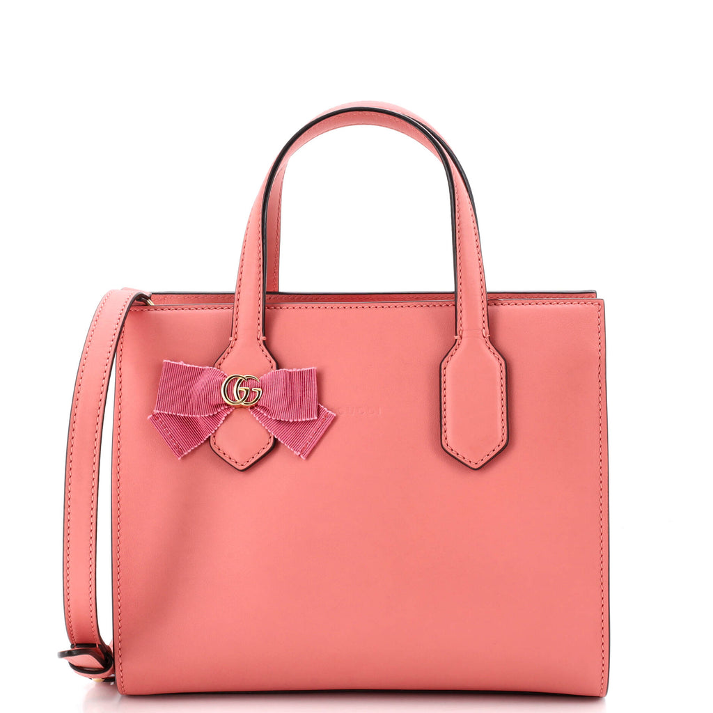 Pre Owned Gucci GG Ribbon Tote Leather Small