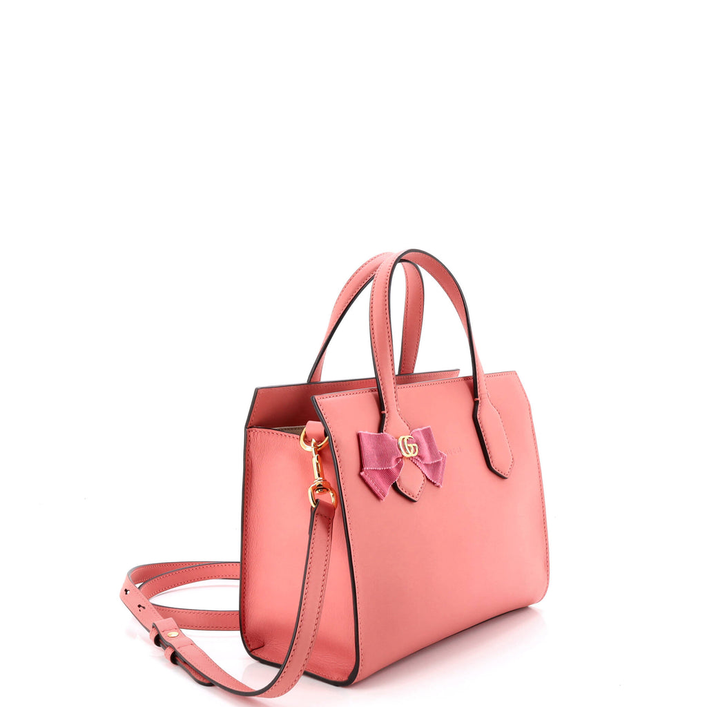 Pre Owned Gucci GG Ribbon Tote Leather Small