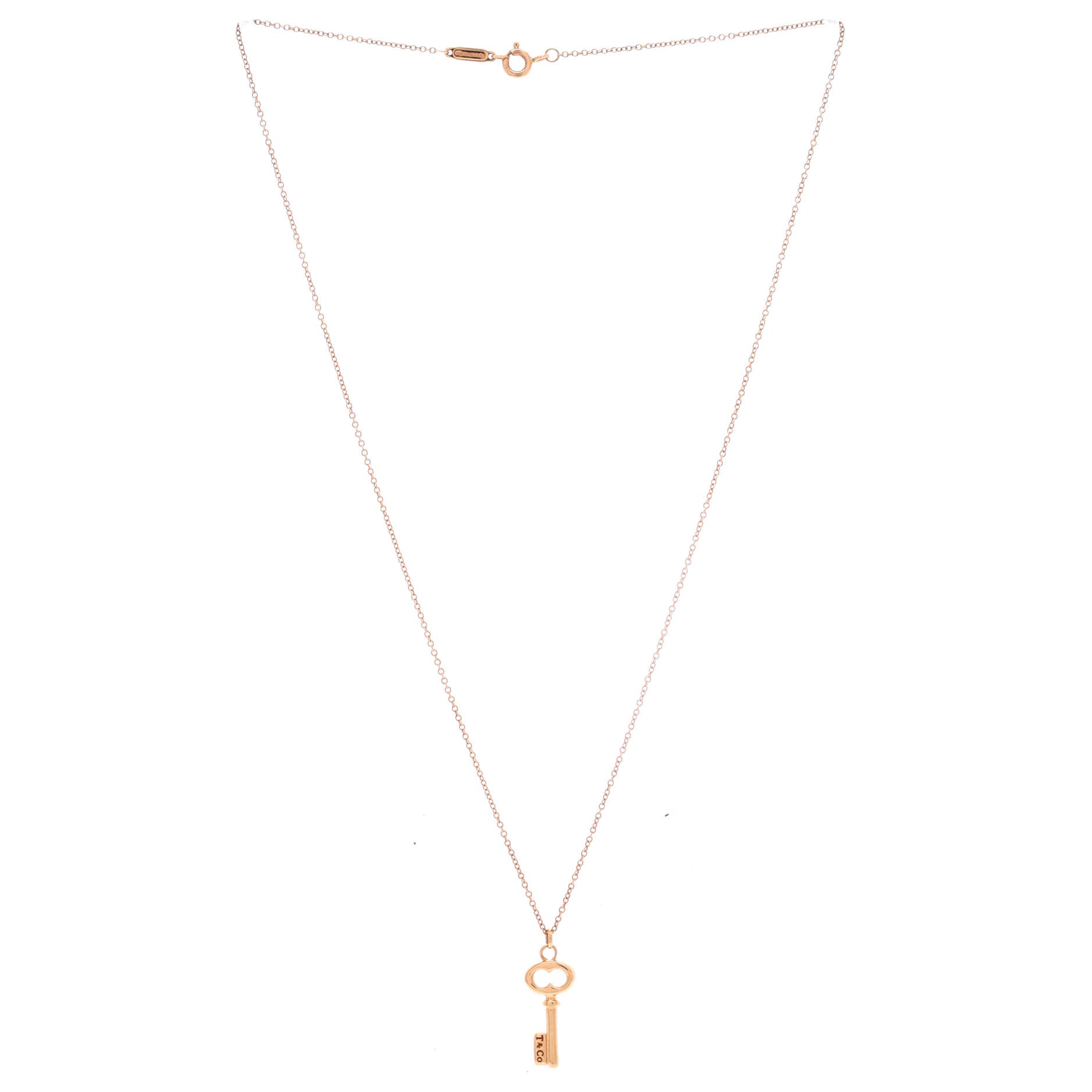 Pre Owned Tiffany & Co. Key Pendant Necklace 18K Rose Gold Mini
