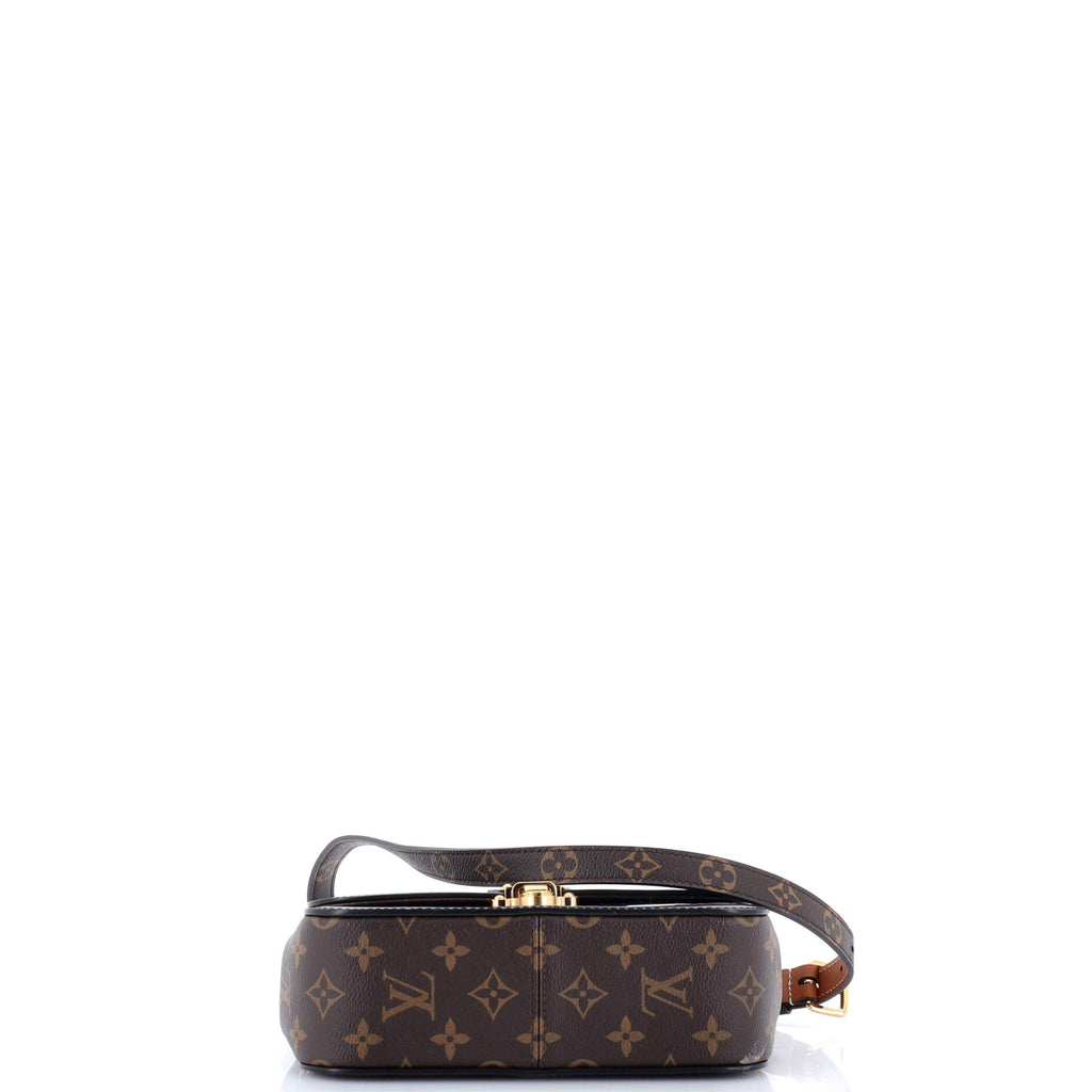 Pre Owned Louis Vuitton Cherrywood Handbag Vernis with Monogram Canvas BB
