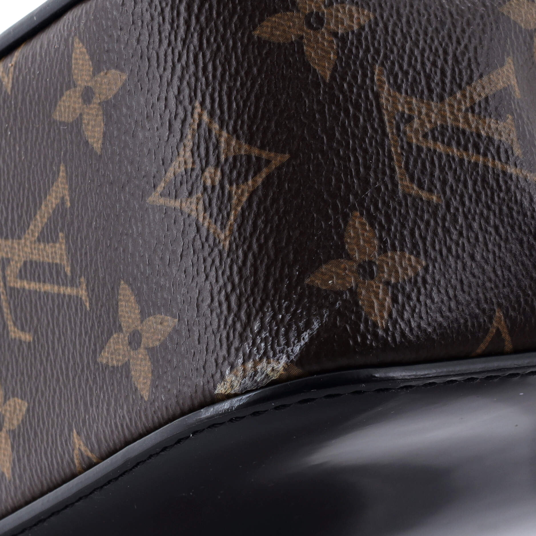 Pre Owned Louis Vuitton Cherrywood Handbag Vernis with Monogram Canvas BB