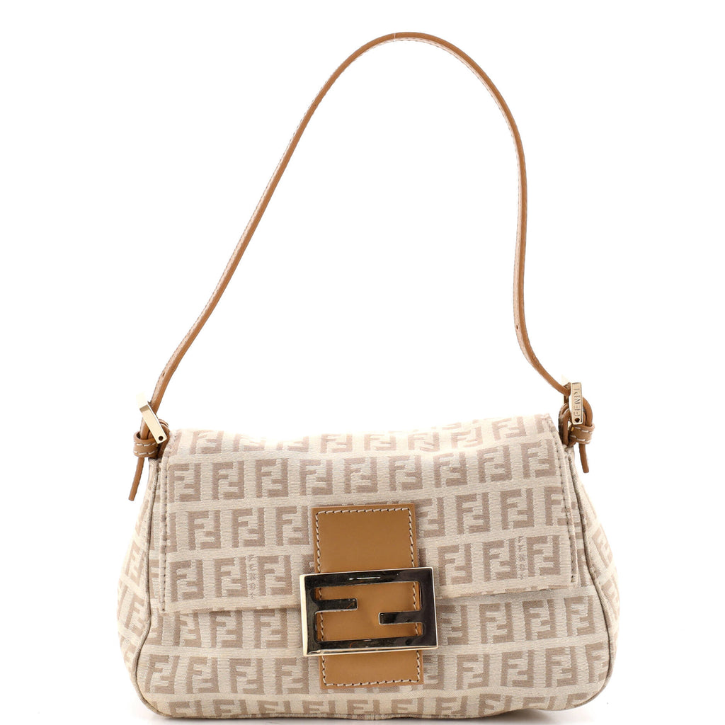 Pre Owned Fendi Mama Forever Bag Zucchino Canvas Mini