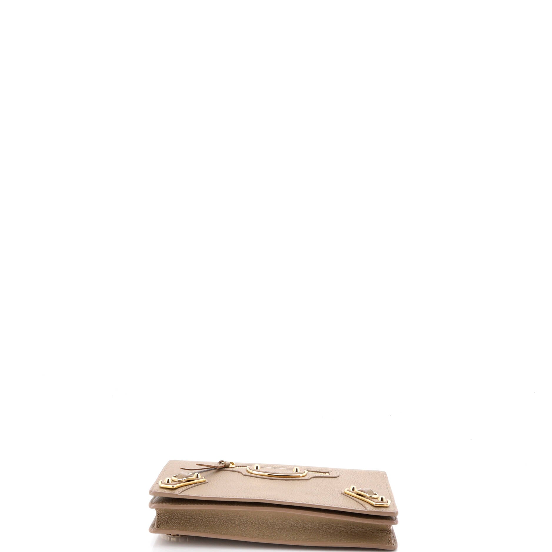 Pre Owned Balenciaga City Classic Metallic Edge Wallet on Chain Leather Small