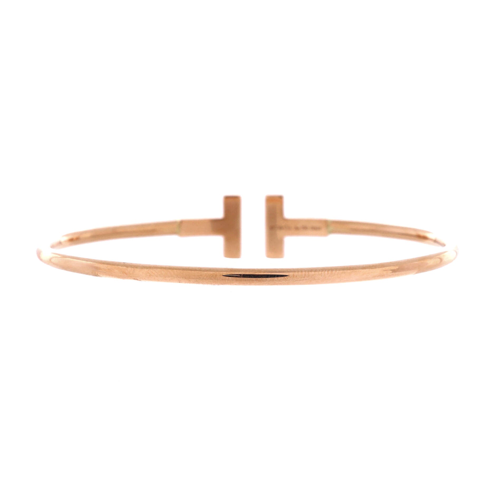 Pre Owned Tiffany & Co. T Wire Bracelet 18K Rose Gold with Diamonds