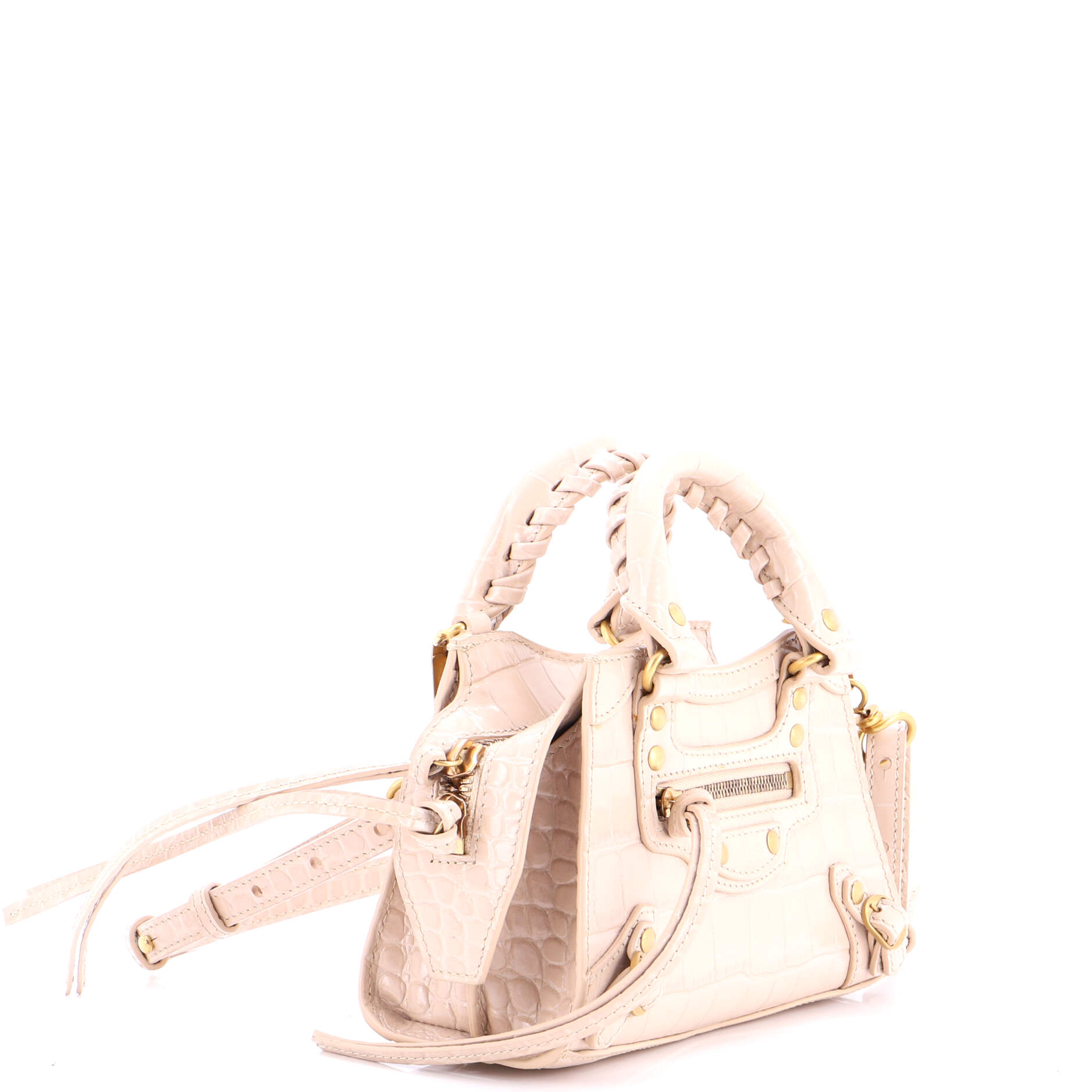 Pre Owned Balenciaga Neo Classic City Bag Crocodile Embossed Leather Nano