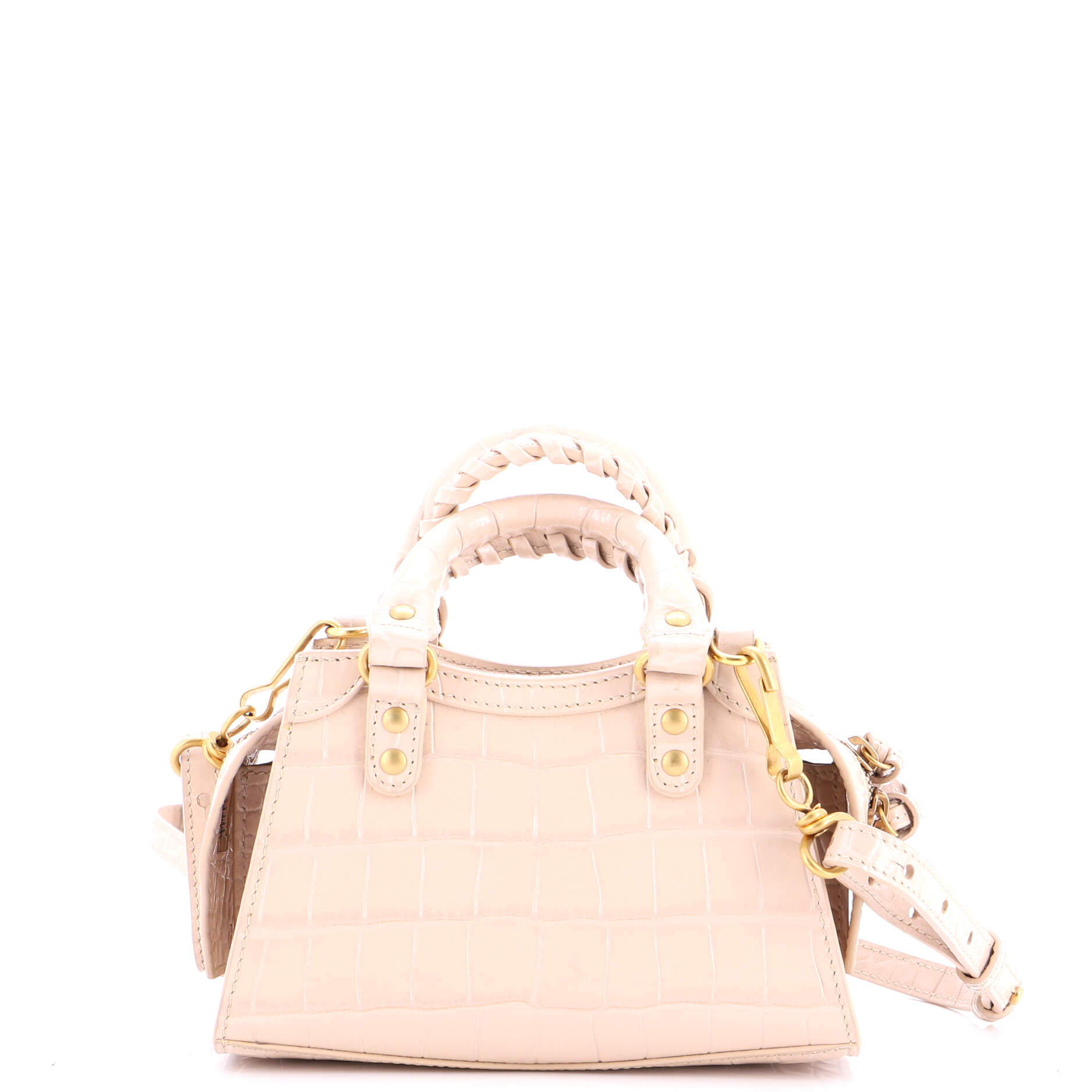 Pre Owned Balenciaga Neo Classic City Bag Crocodile Embossed Leather Nano