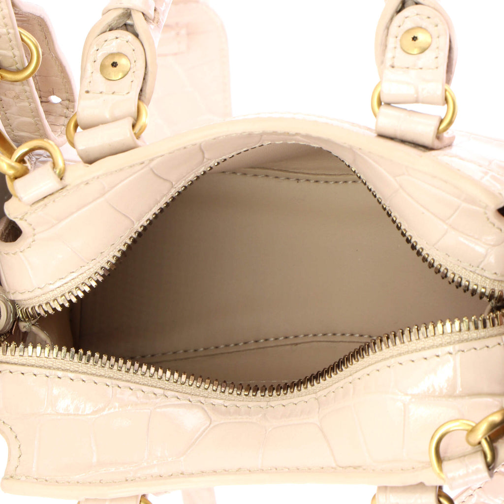 Pre Owned Balenciaga Neo Classic City Bag Crocodile Embossed Leather Nano