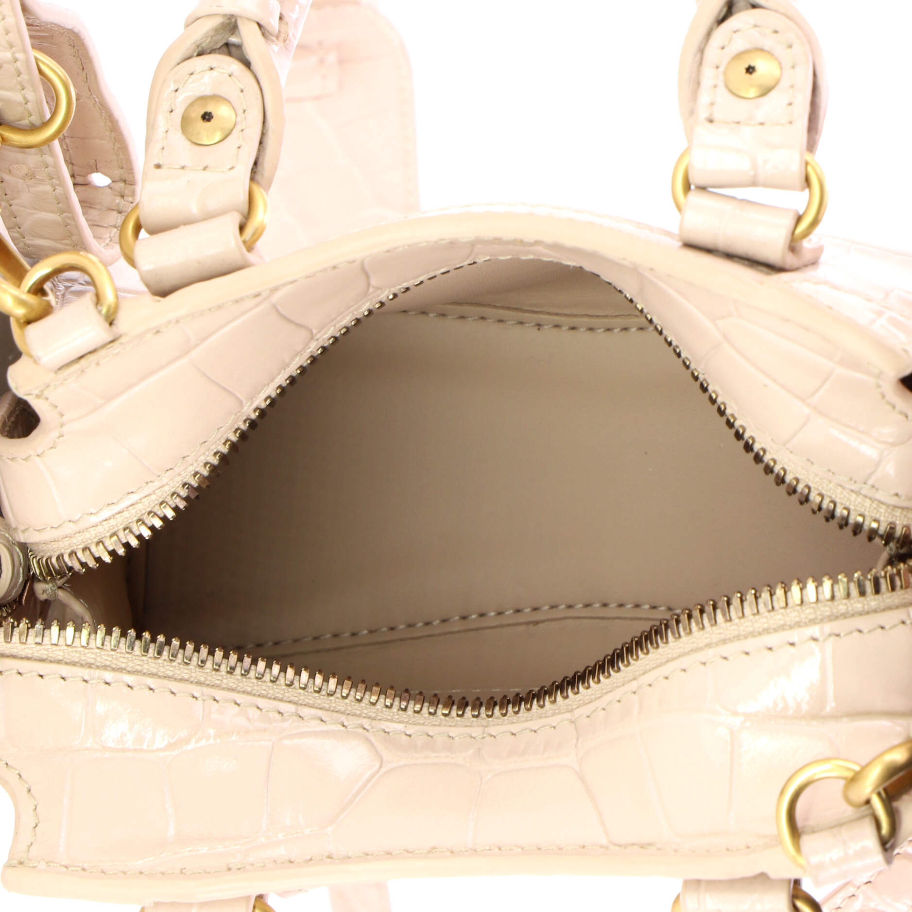 Pre Owned Balenciaga Neo Classic City Bag Crocodile Embossed Leather Nano