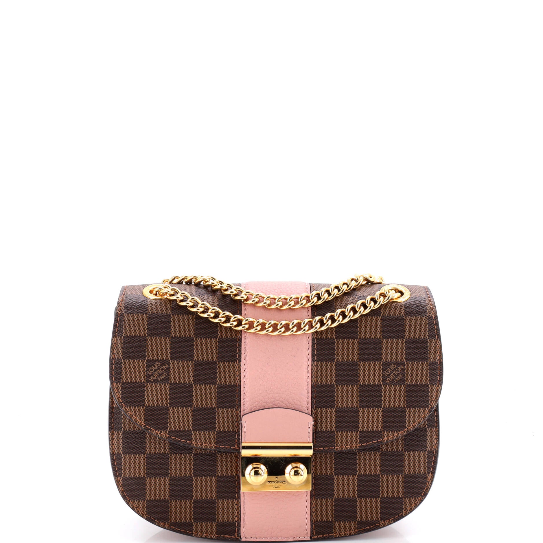 Pre Owned Louis Vuitton Wight Handbag Damier with Leather