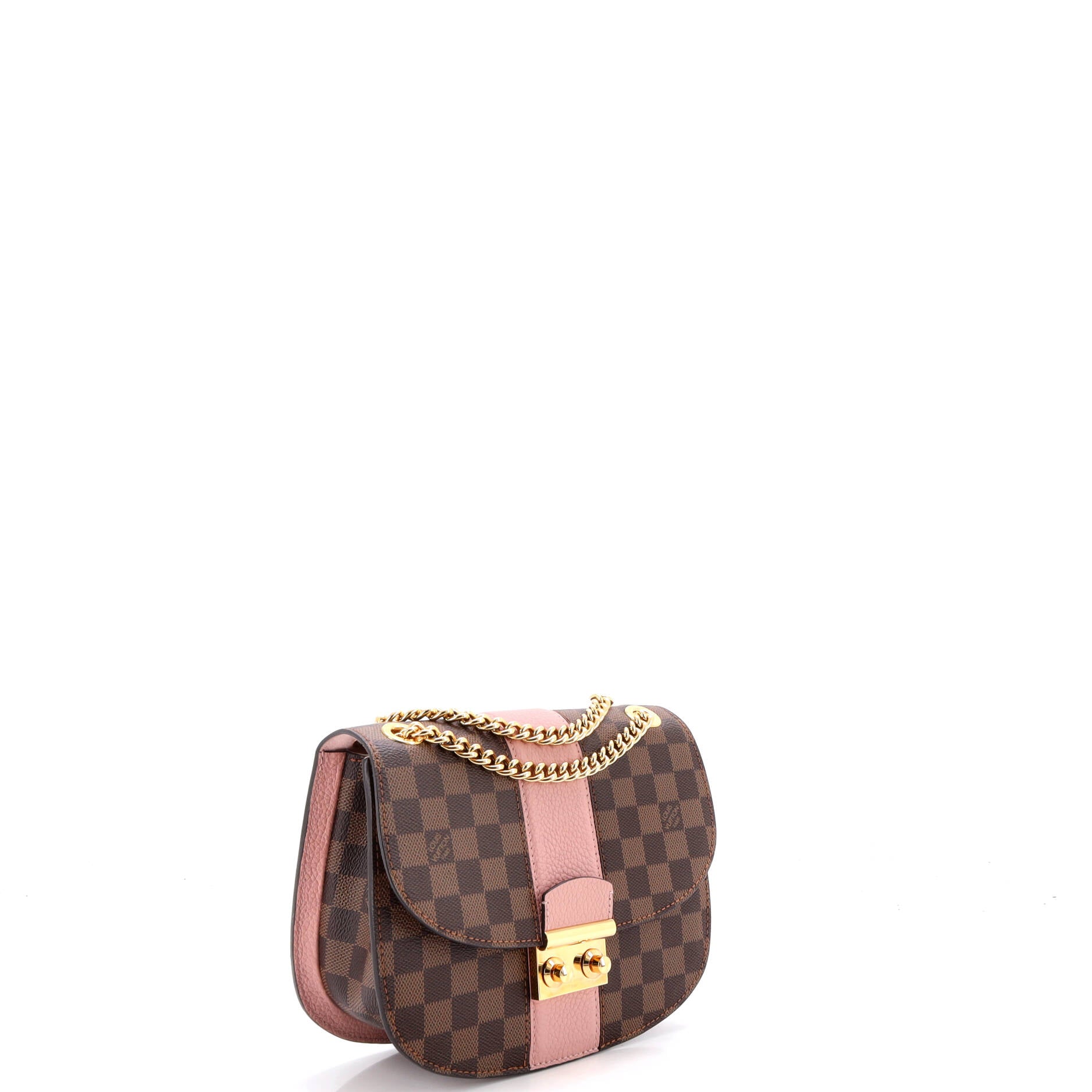 Pre Owned Louis Vuitton Wight Handbag Damier with Leather
